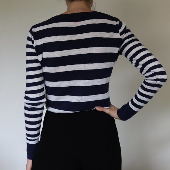 White and navy striped top - Picture 2 of 3